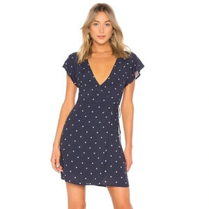 Rails Brenna Navy Polka Dot Wrap Dress